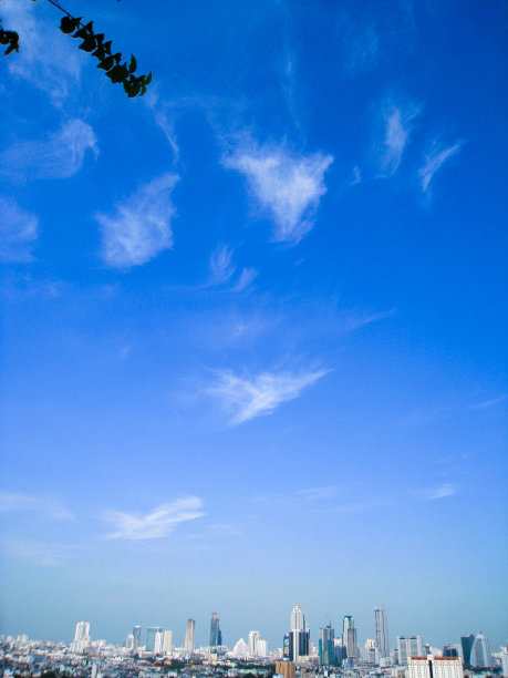 摩天大楼，市中心，曼谷城市景观，蓝天，泰国图片下载