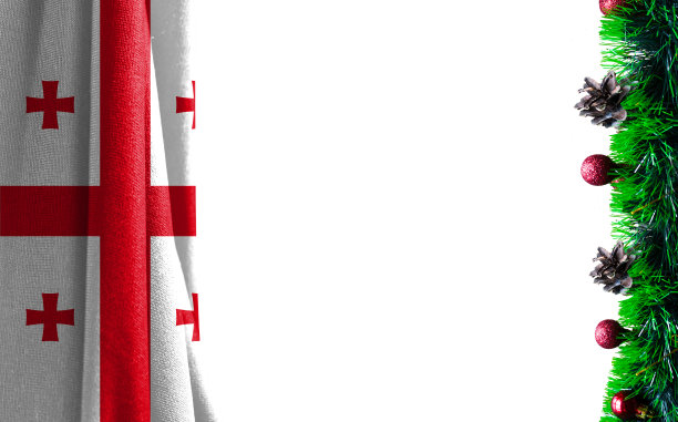 圣诞节和新年背景与格鲁吉亚国旗。照片中有一个地方可以放你的文字图片下载