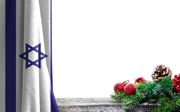 以以色列国旗为背景的圣诞节和新年。照片中有一个地方可以放你的文字图片下载