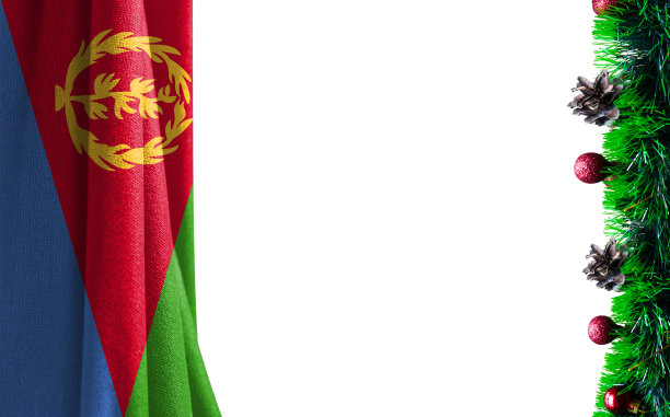 圣诞节和新年背景与厄立特里亚国旗。照片中有一个地方可以放你的文字图片下载