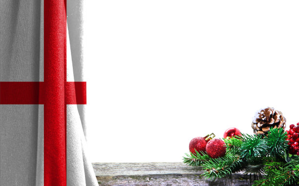 圣诞节和新年背景与英国国旗。照片中有一个地方可以放你的文字图片下载