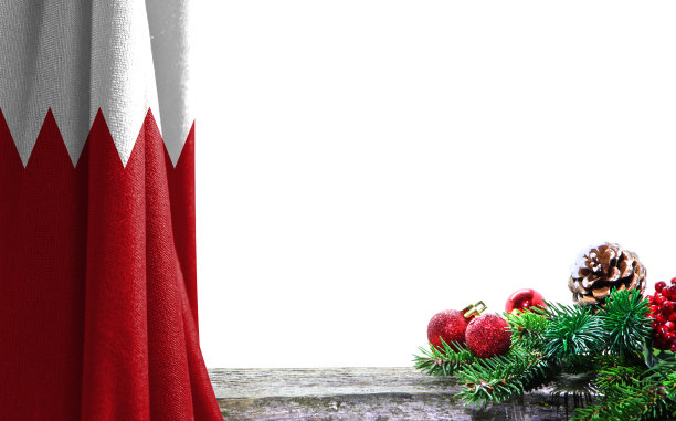 圣诞节和新年背景与旗帜巴林。照片中有一个地方可以放你的文字图片下载