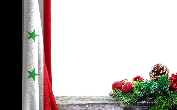 圣诞节和新年背景与叙利亚国旗。照片中有一个地方可以放你的文字图片下载