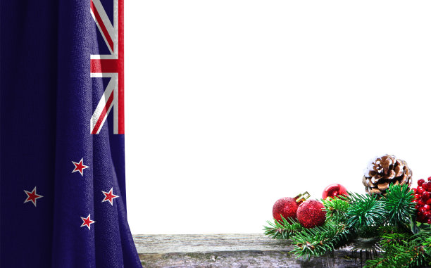 圣诞节和新年背景与新西兰国旗。照片中有一个地方可以放你的文字图片下载