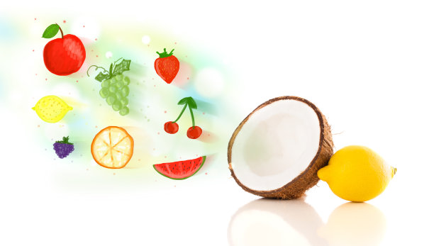 五颜六色的水果与手绘插图水果图片下载