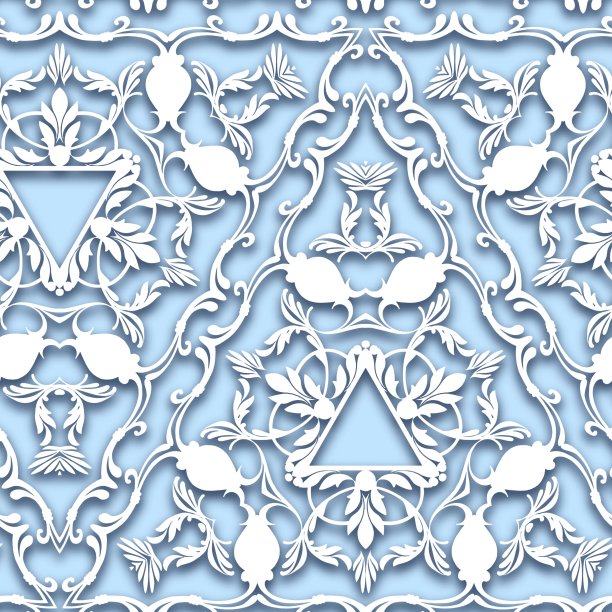 无缝白色巴洛克图案图片下载
