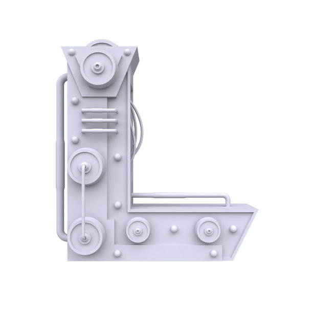 铁机械字母孤立在白色背景上。科幻或蒸汽朋克风格的未来工业金属字母。逼真的3 d渲染。图片下载