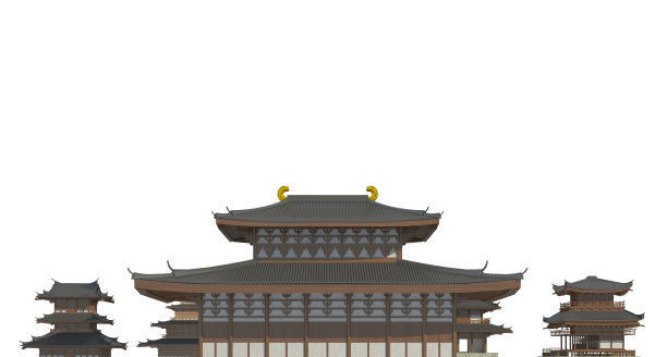 旧的日本建筑孤立在白色背景的3d插图图片下载