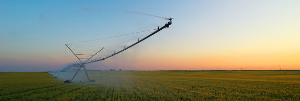 灌溉系统灌溉麦田图片下载