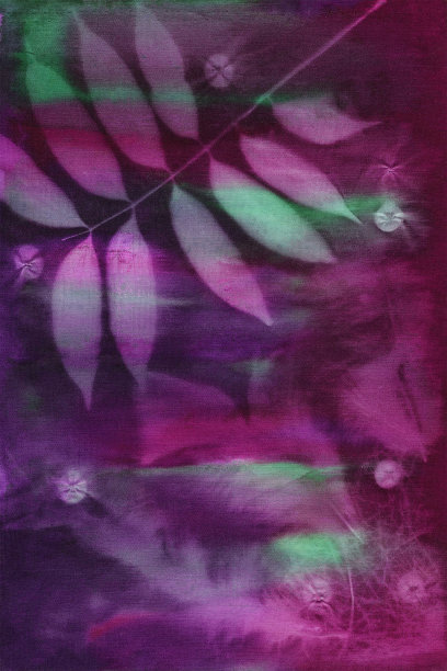 抽象手绘织物紫色背景与树叶图片下载