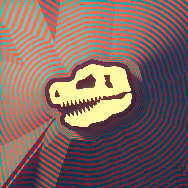 抽象的彩色卡通恐龙头标志、纽扣、彩色标志。3 d渲染。图片下载