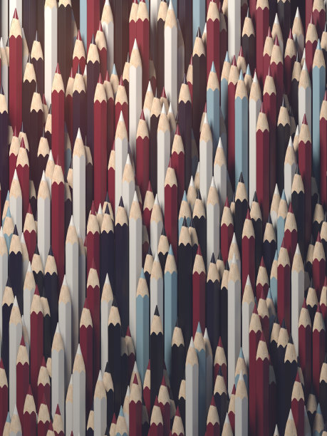 背景彩色铅笔的创意特写。背景模板设计。三维渲染图片下载