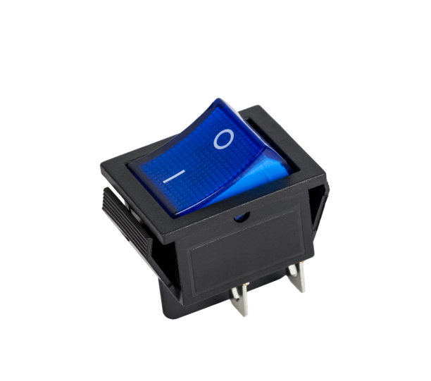 白色背景上的蓝色电源开关图片下载