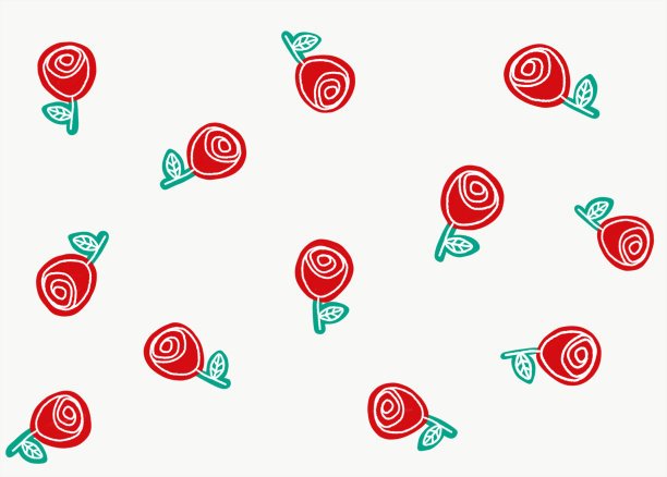 红玫瑰水彩画插画图片下载