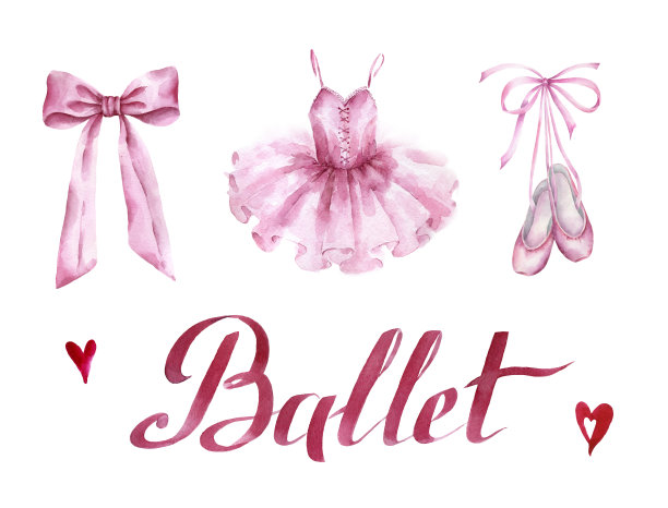 芭蕾舞裙和拖鞋。水彩插图。图片下载