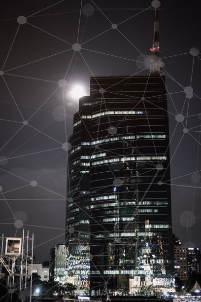 智慧城市数字物联网网络概念，以图形界面/人工物联网打造业务。未来城市的通讯技术。城市高科技旅游理念图片下载