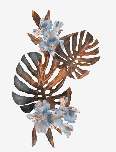 热带花卉。模式与叶子。图片下载