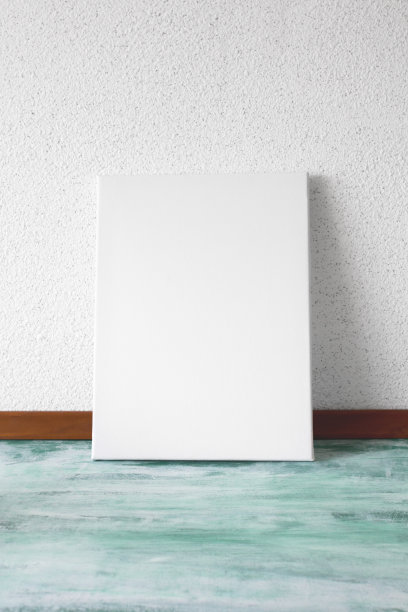 白墙上的空白画布。图片下载