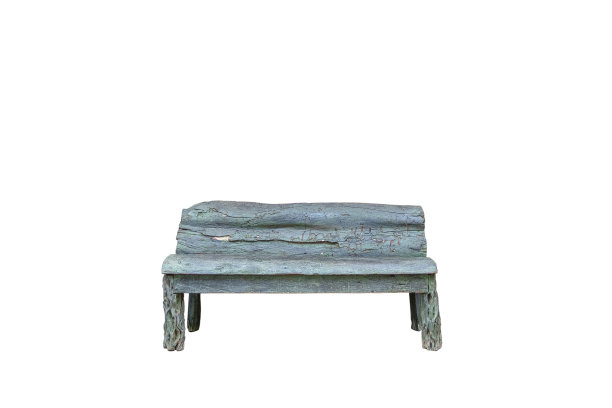 绿色木质长凳孤立在白色背景上。图片下载