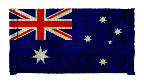 澳大利亚国旗与帆布背景隔离图片下载