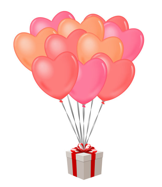 现实气球心形礼盒图片下载