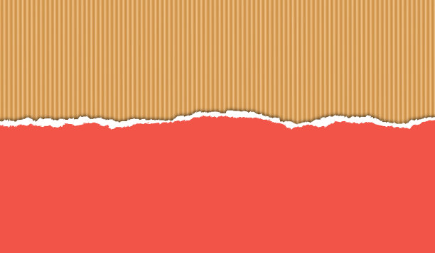 撕破的红色瓦楞纸板图片下载
