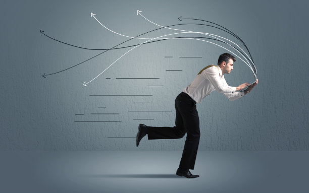 跑步商人与设备和手绘线图片下载