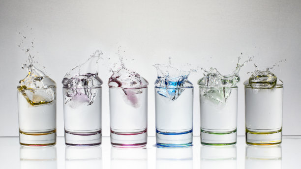 水溅在玻璃杯中孤立的白色图片下载