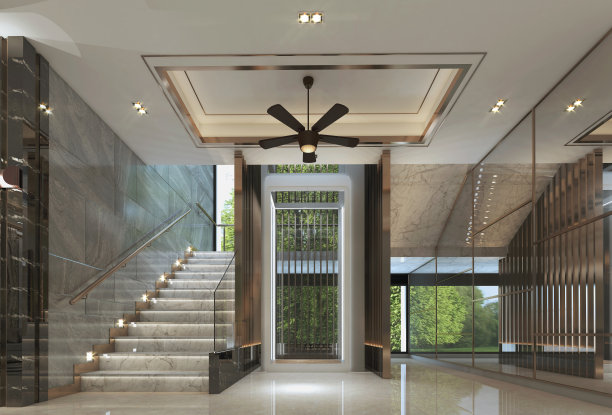 电梯大堂设计，室内现代豪华风格图片下载