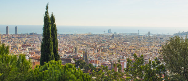 巴塞罗那全景从公园海鸥图片下载