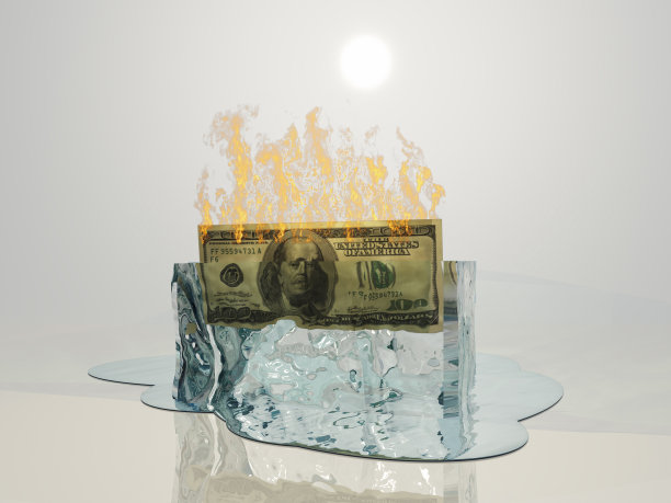 美元火可以融化冰块图片下载