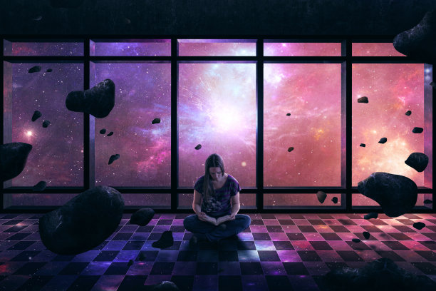 女人和空间场景图片下载