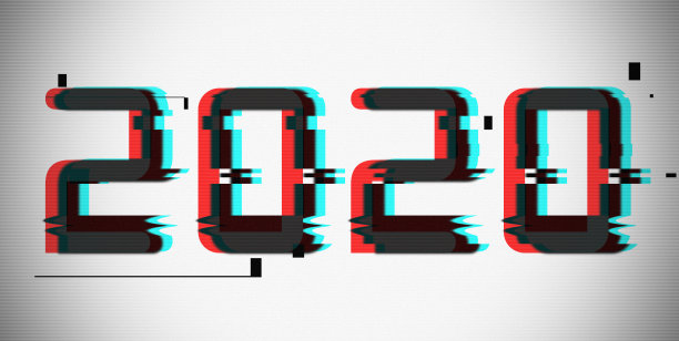 数字2020扭曲，故障效应。背景屏幕错误图形图片下载