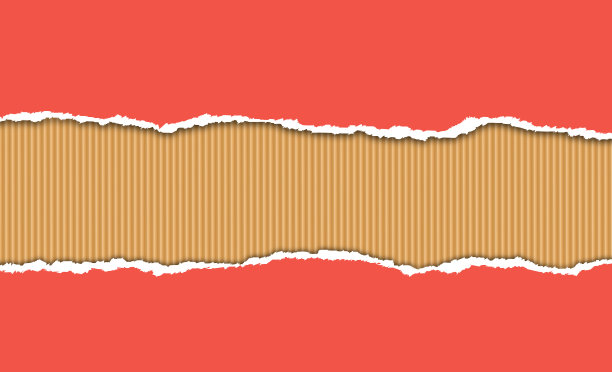 撕破的红色瓦楞纸板图片下载