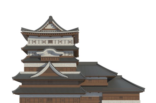 原设计日本住宅孤立在白色背景的3d插图图片下载