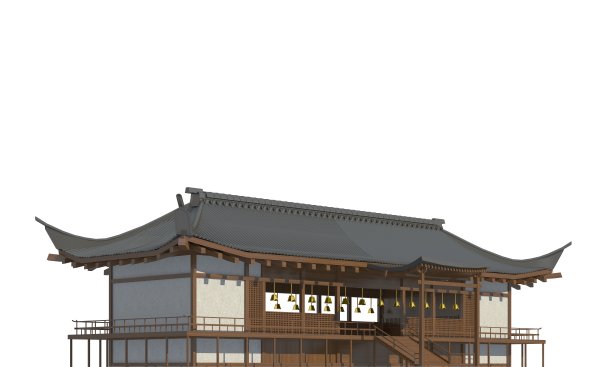 原设计日本住宅孤立在白色背景的3d插图图片下载