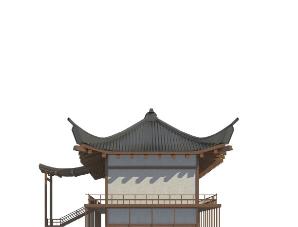 原设计日本住宅孤立在白色背景的3d插图图片下载