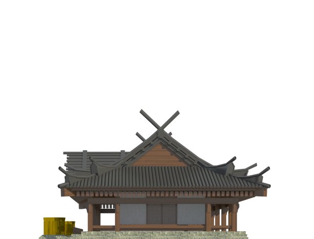 原设计日本住宅孤立在白色背景的3d插图图片下载