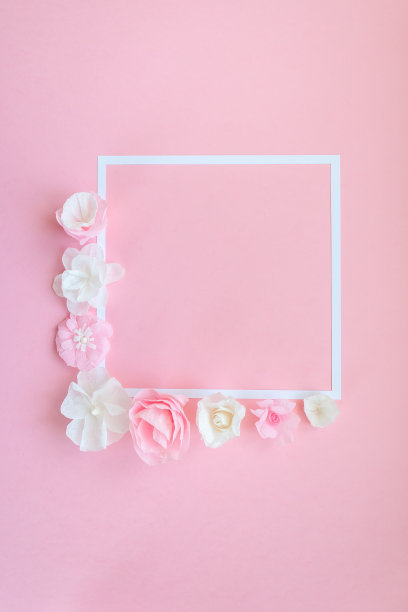 方形框架与纸花图片下载