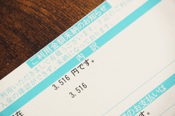 未付费用通知书。图片下载