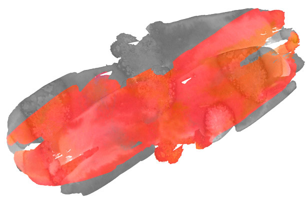 抽象的红色和灰色水彩印迹孤立的白色背景与复制空间图片下载