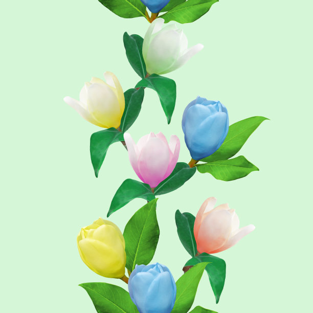 木兰。花型纹理无缝。花背景，照片拼贴图片下载