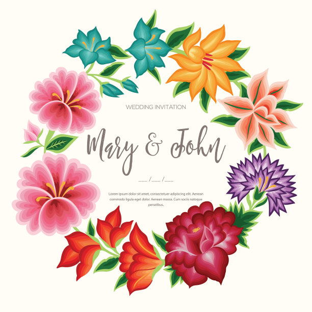 婚礼邀请花组成-向量图片下载