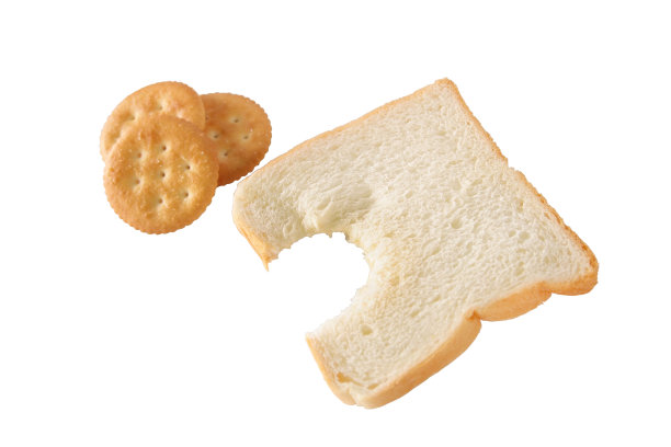 白色背景上的饼干和面包图片下载