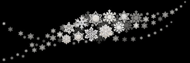 圣诞和新年装饰品:黑色背景上的雪花。孤立的,黑色背景。图片下载