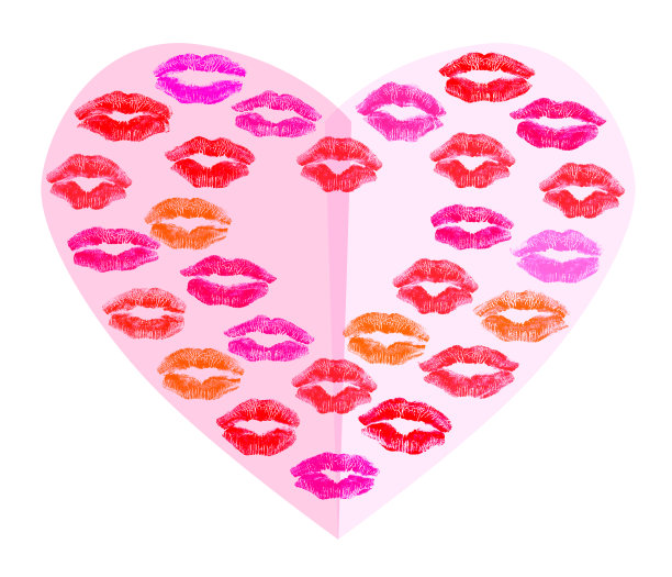 口红吻着白色的心图片下载