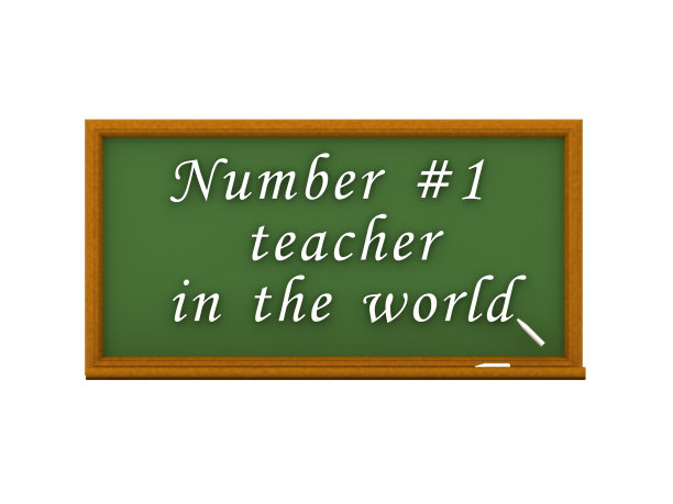 绿色黑板的3D插图和世界最佳教师文本图片下载