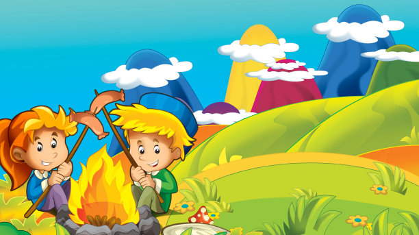 卡通夏季或春季自然背景与文字空间图片下载