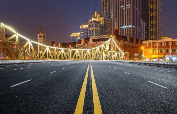 天津高速公路与现代城市建筑图片下载