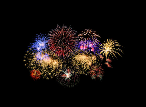 五颜六色的烟花在夜空中爆炸图片下载